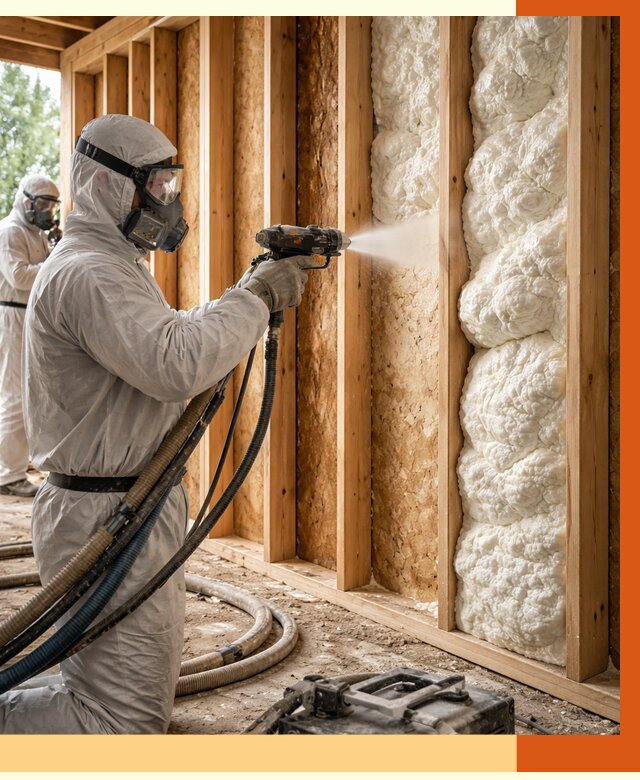 Утепление каркасного дома ППУ в Беслане от 2835 руб./м2 — работа под ключ | ТепломастерБсл