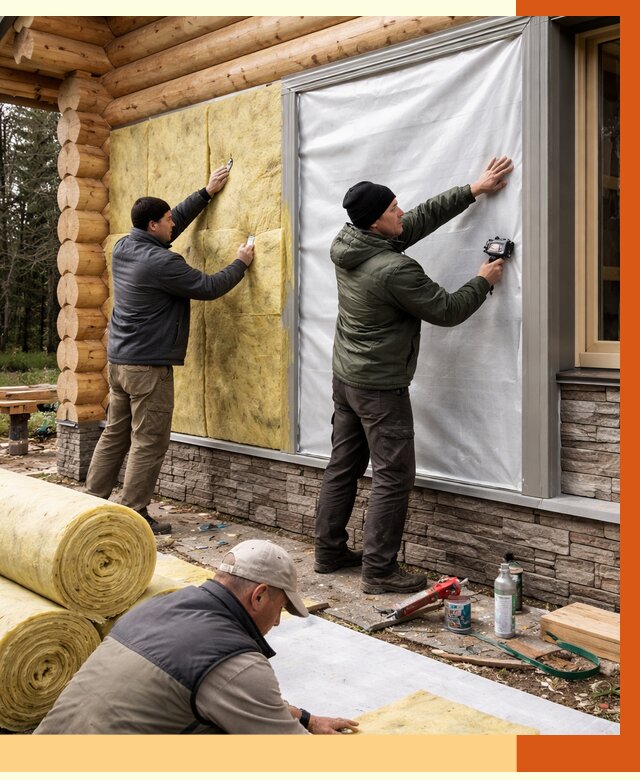 Утепление бревенчатого дома в Беслане от 7746 руб/м2 — заказать под ключ | ТепломастерБсл