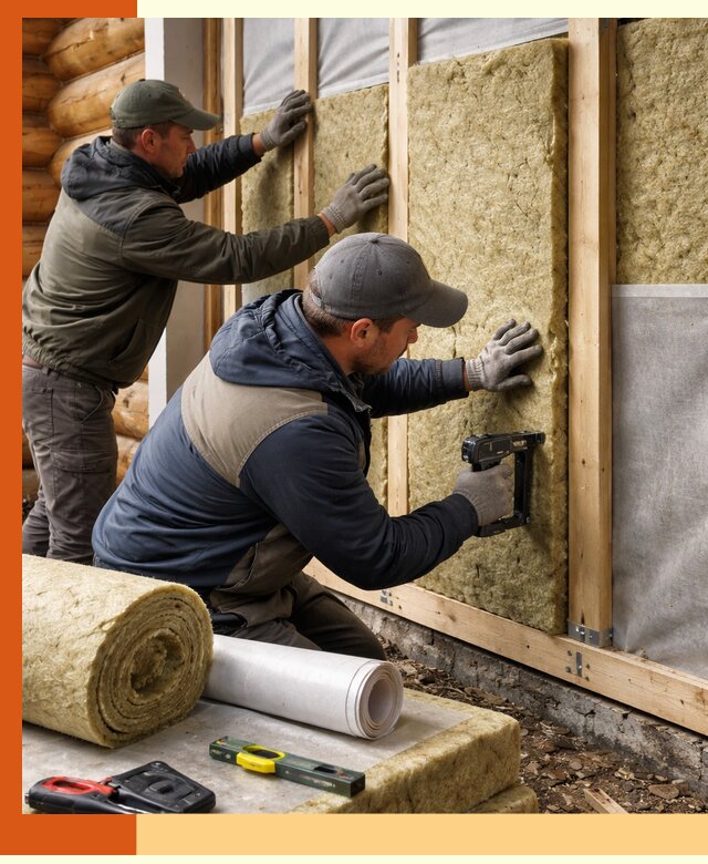 Утепление бревенчатого дома под ключ в Беслане