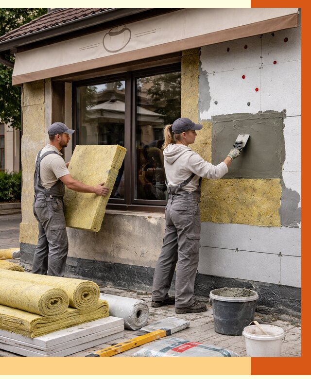 Утепление кафе в Беслане от 4253 руб/м2 — комплексно под ключ | ТепломастерБсл