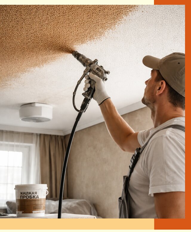 Утепление потолка жидкой пробкой в Беслане от 3544 руб. | ТепломастерБсл