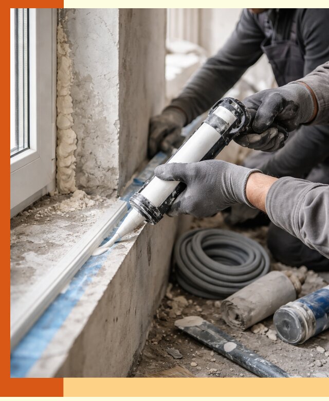 Герметизация стыков и примыканий зданий в Беслане